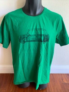 New Mini Cooper T-Shirt Men's Size XL Green Graphic X-Ray Side View Car Sketch🆕
